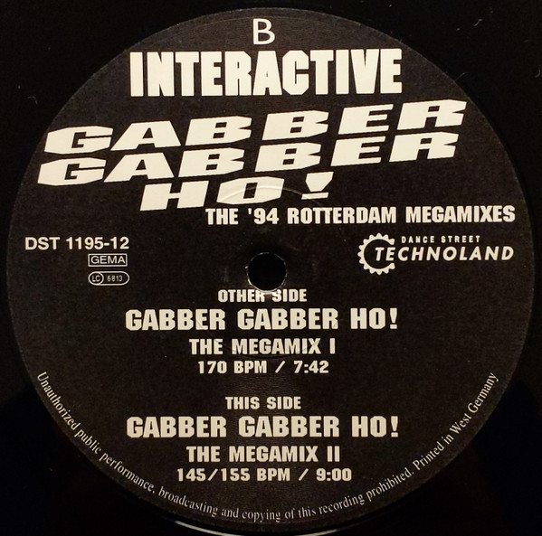 Gabber Gabber Ho! (The '94 Rotterdam Megamixes) back label