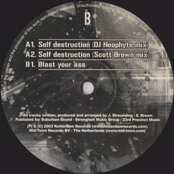 Self Destruction back label