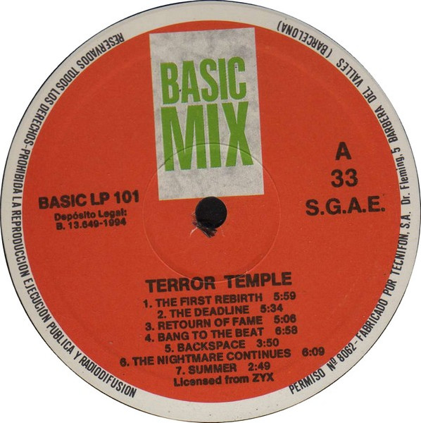 Terror Temple front label