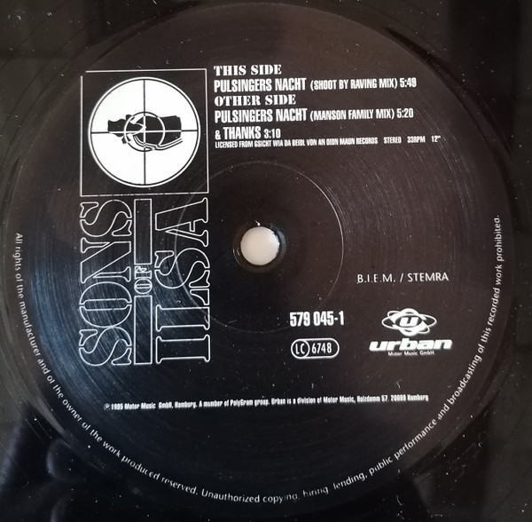 Pulsingers Nacht (I'm A Raver, Baby) front label