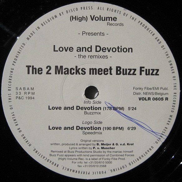 Love And Devotion (The Remixes) front label