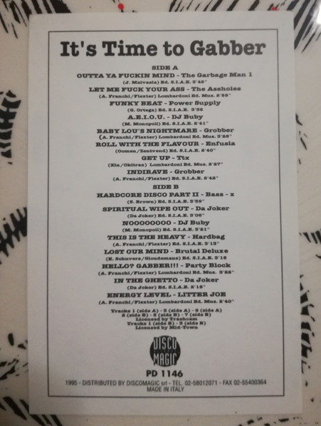 It's Time To Gabber back cover