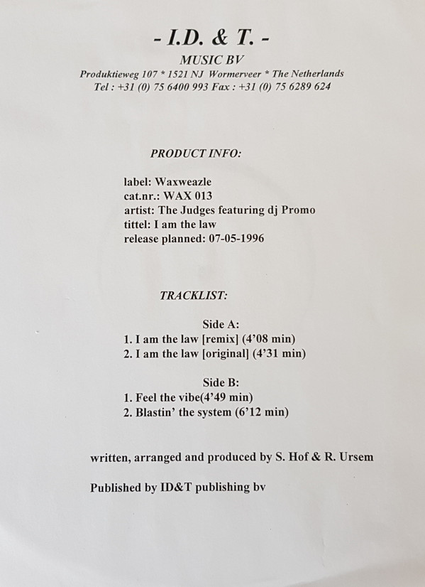 I Am The Law back cover