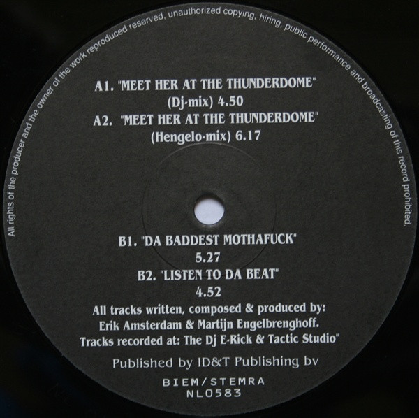 Meet Her At The Thunderdome front label