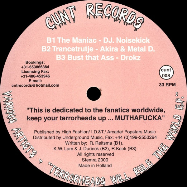 Terrorheads Will Rule The World E.P. back cover