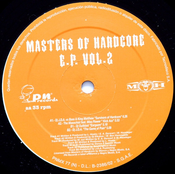 Masters Of Hardcore E.P. Vol. 2 front label