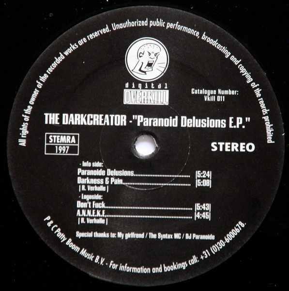 Paranoid Delusions E.P. front label