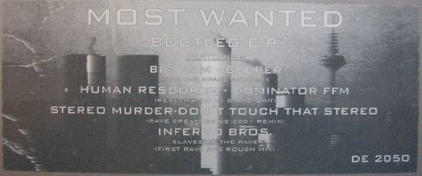 Most Wanted Bootleg E.P. back cover
