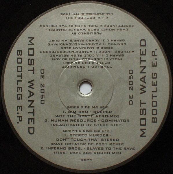 Most Wanted Bootleg E.P. back label