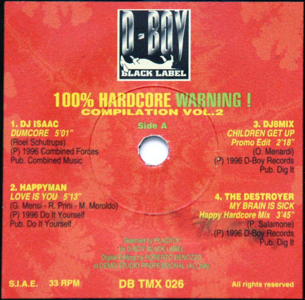 100% Hardcore Warning! Compilation Vol.2 front label