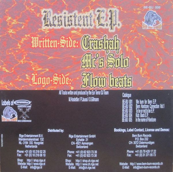 Resistent E.P. back cover