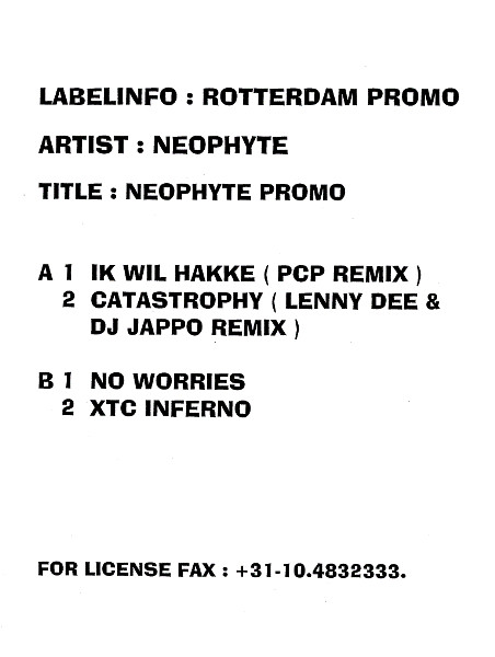 Neophyte Promo back cover