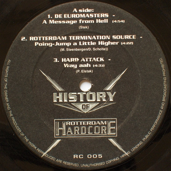 History Of Rotterdam Hardcore Part 1 front label
