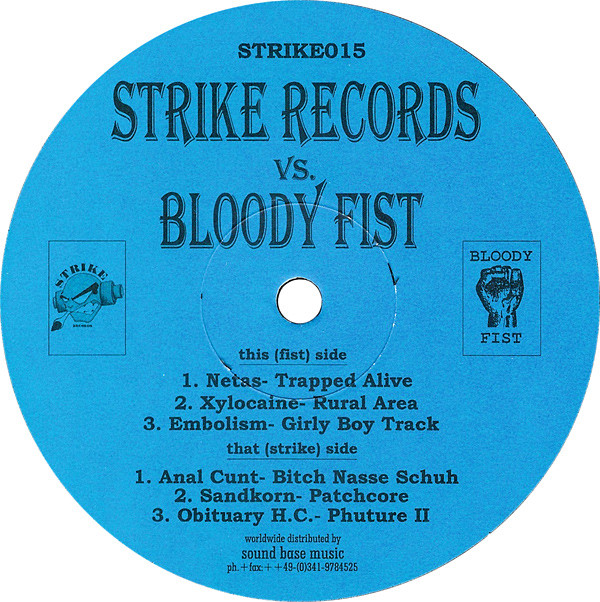 Strike Records Vs. Bloody Fist front label