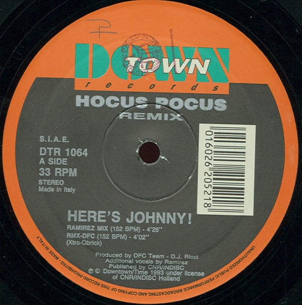 Here's Johnny ! / Bow-Chi-Bow (Remix) front label