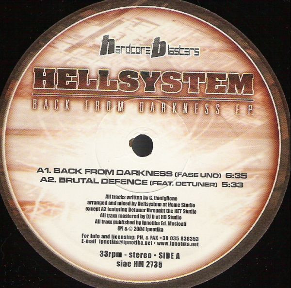 Back From Darkness E.P. back cover