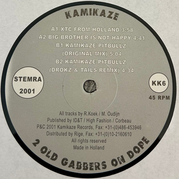 XTC From Holland front label