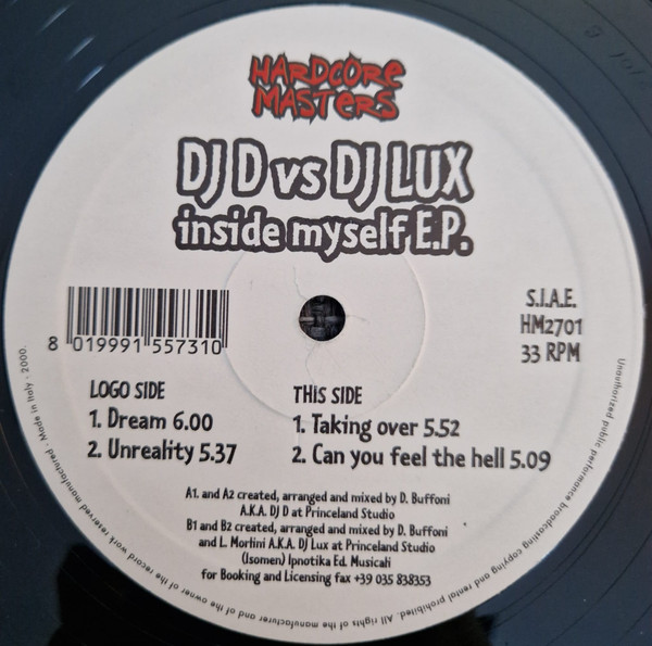 Inside Myself E.P. back cover