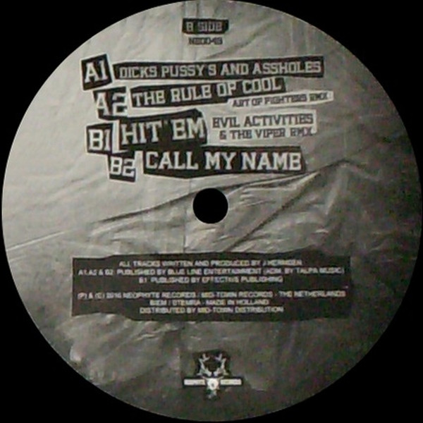 Dicks, Pussy's And Assholes front label