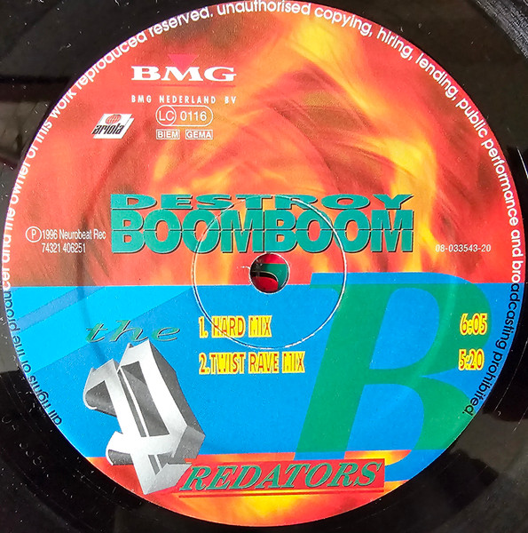Destroy Boom Boom back label