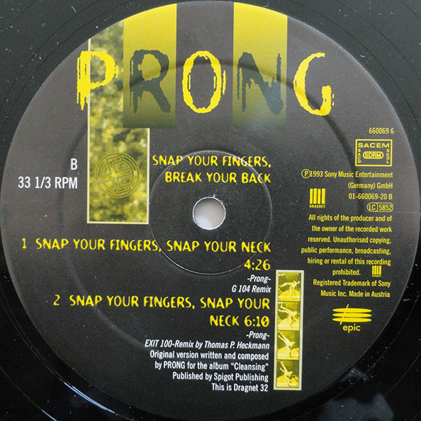 Snap Your Fingers Break Your Back (The Remix EP) back label