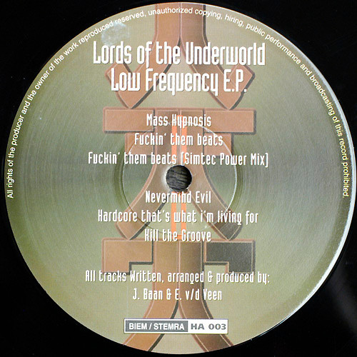 Low Frequency E.P. back label