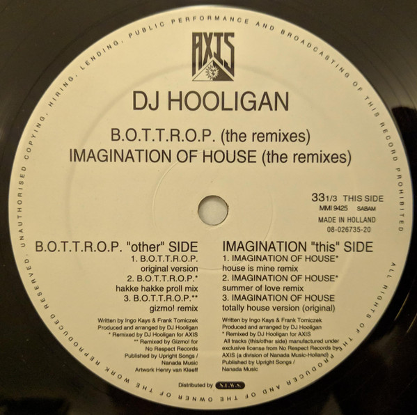 B.O.T.T.R.O.P. / Imagination Of House (The Remixes) front label