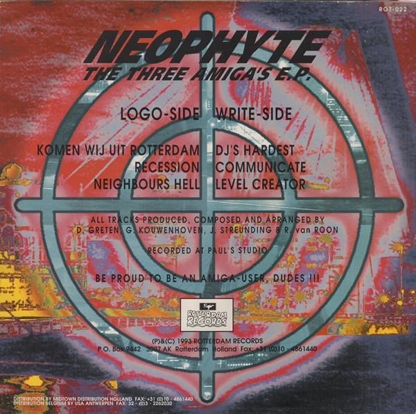 The Three Amiga's E.P. back cover