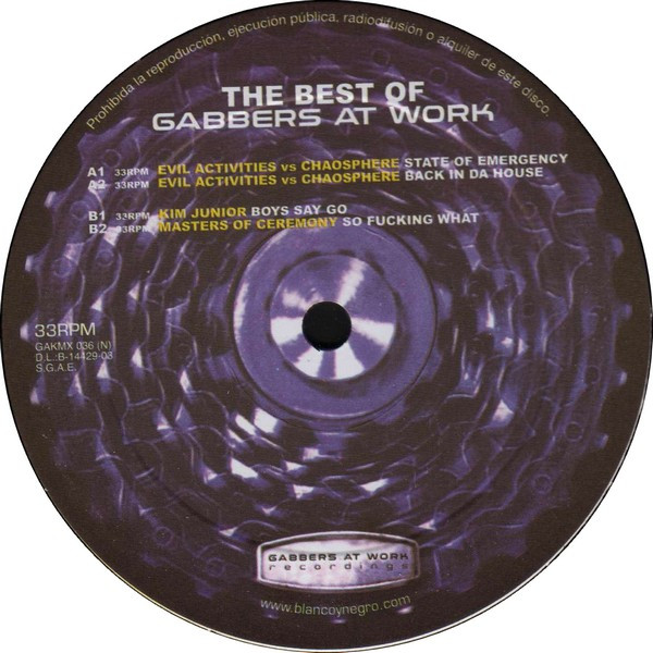 The Best Of Gabbers At Work Vol. 3 front label