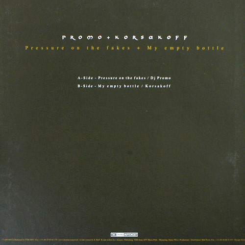 Pressure On The Fakes / My Empty Bottle back cover