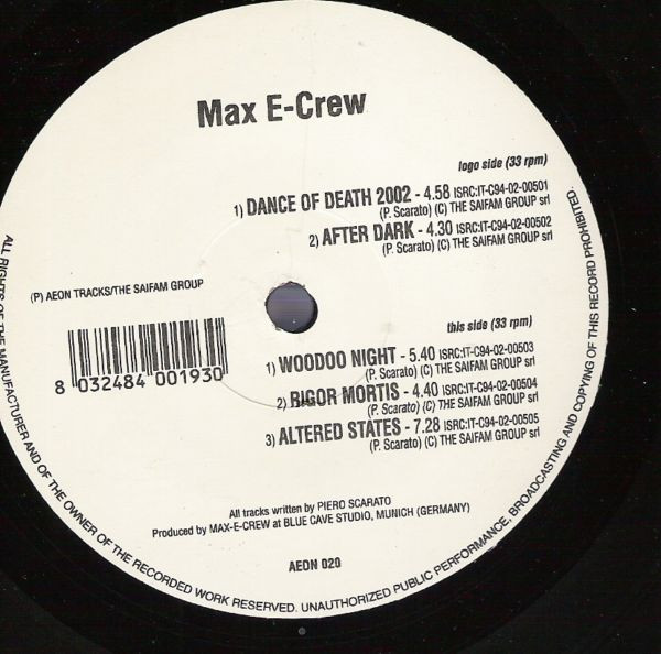 Dance Of Death E.P. front label