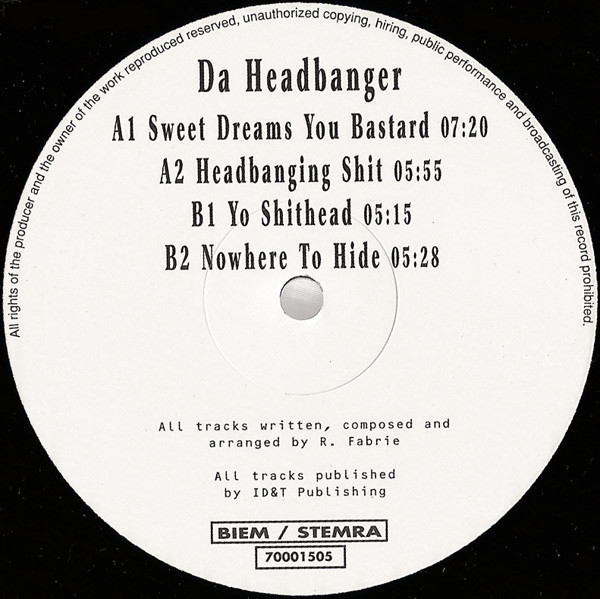 The Headbanger EP back label