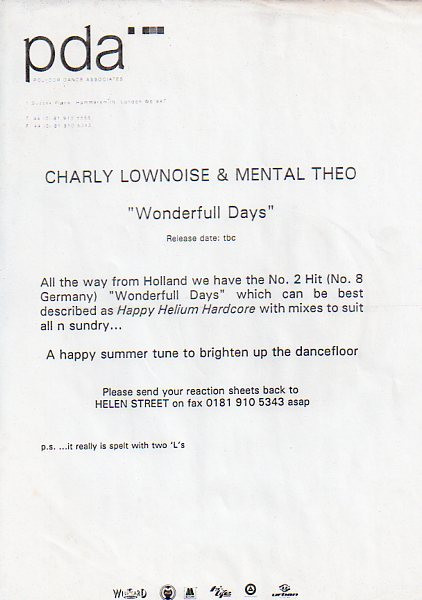 Wonderfull Days front label