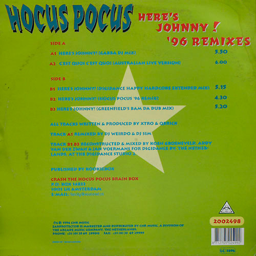Here's Johnny! ('96 Remixes) back cover