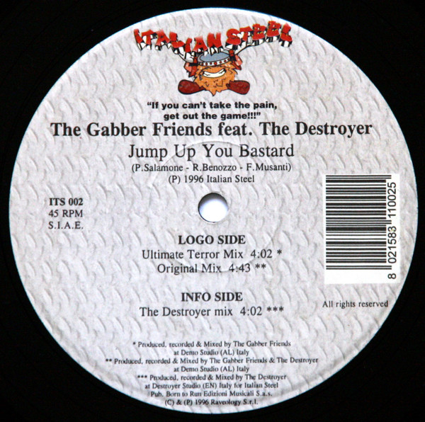 Jump Up You Bastard front label