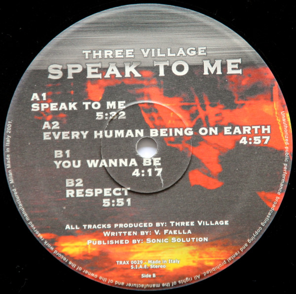 Speak To Me front label