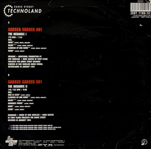 Gabber Gabber Ho! (The '94 Rotterdam Megamixes) back cover