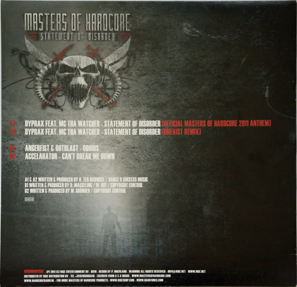 Masters Of Hardcore - Statement Of Disorder back cover