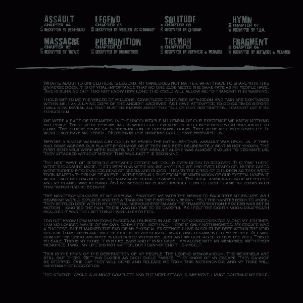 Void Sector: Legend Memorandum back cover
