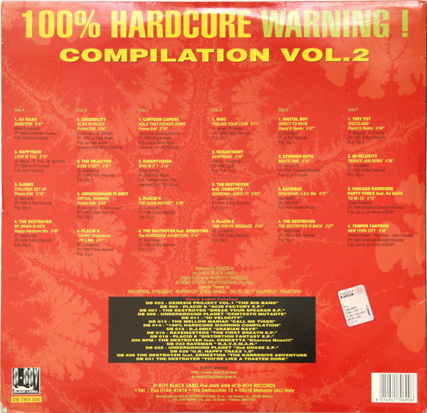 100% Hardcore Warning! Compilation Vol.2 back cover