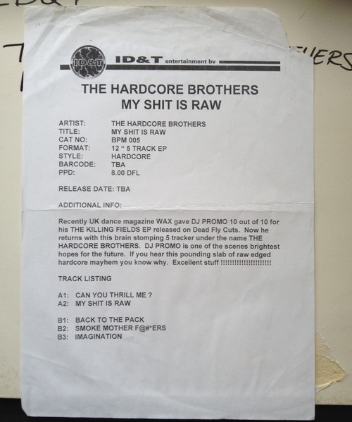 My Shit Is Raw back label