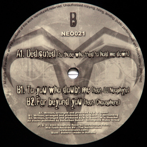 Dedicated (To Those Who Tried To Hold Me Down) back label