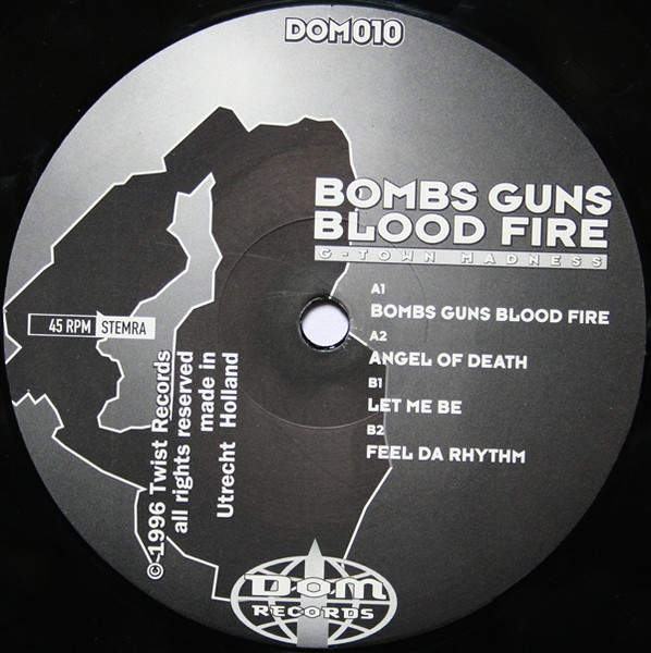 Bombs Guns Blood Fire front label