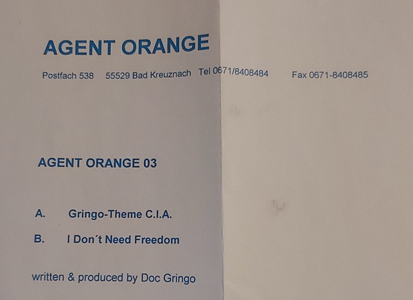 Agent Orange 3 back cover