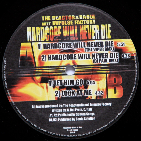 Hardcore Will Never Die (Rmx) front label