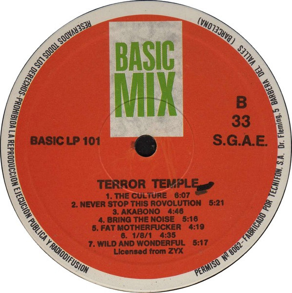 Terror Temple back label