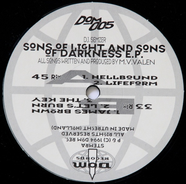 Sons Of Light And Sons Of Darkness E.P. front label