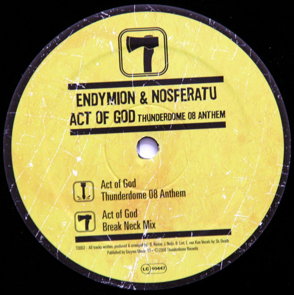 Act Of God (Thunderdome 08 Anthem) front label