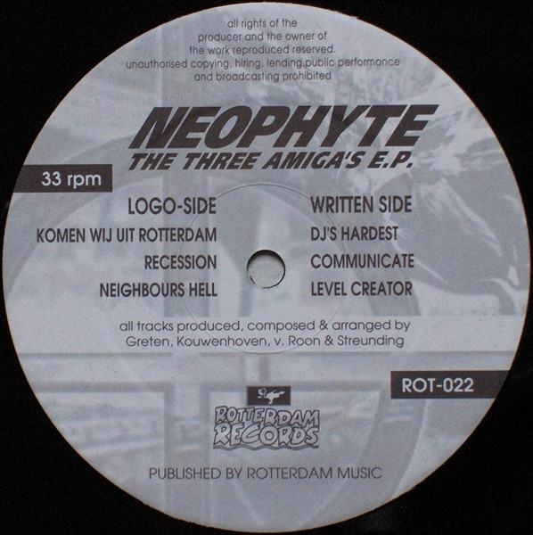 The Three Amiga's E.P. front label