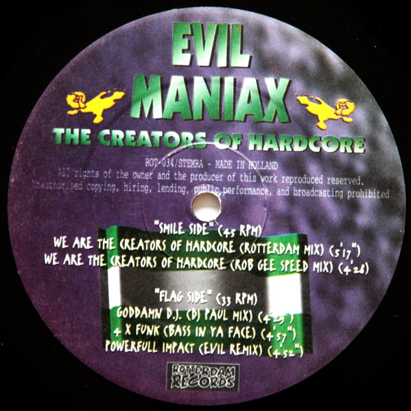 The Creators Of Hardcore front label